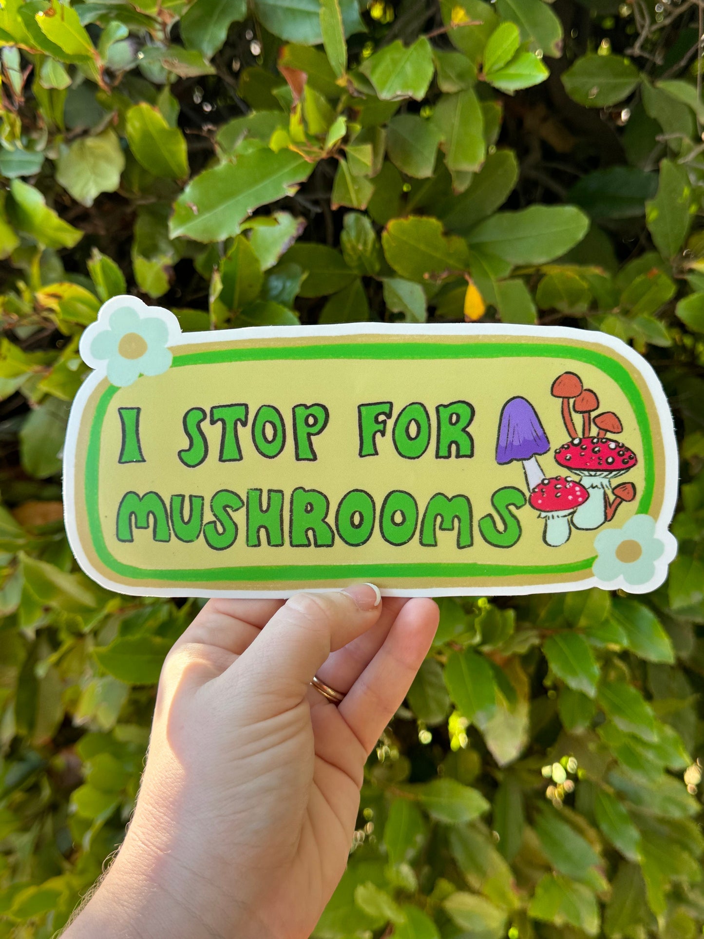 I Stop For Mushrooms Bumper Sticker | Mushroom Sticker | Stickers for Car | Bumper Stickers | Waterproof Stickers | Stickers