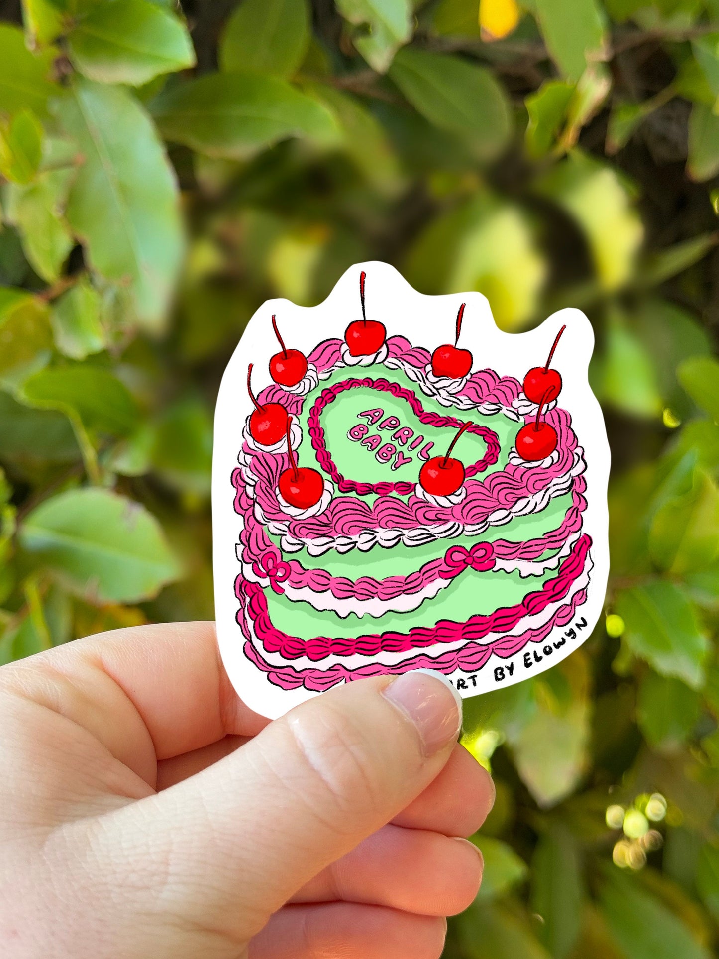 April Baby Cake Stickers | Fancy Cake Stickers | Waterproof Stickers | Vinyl Stickers | Laptop Stickers | Stickers| Birthday Cake Sticker