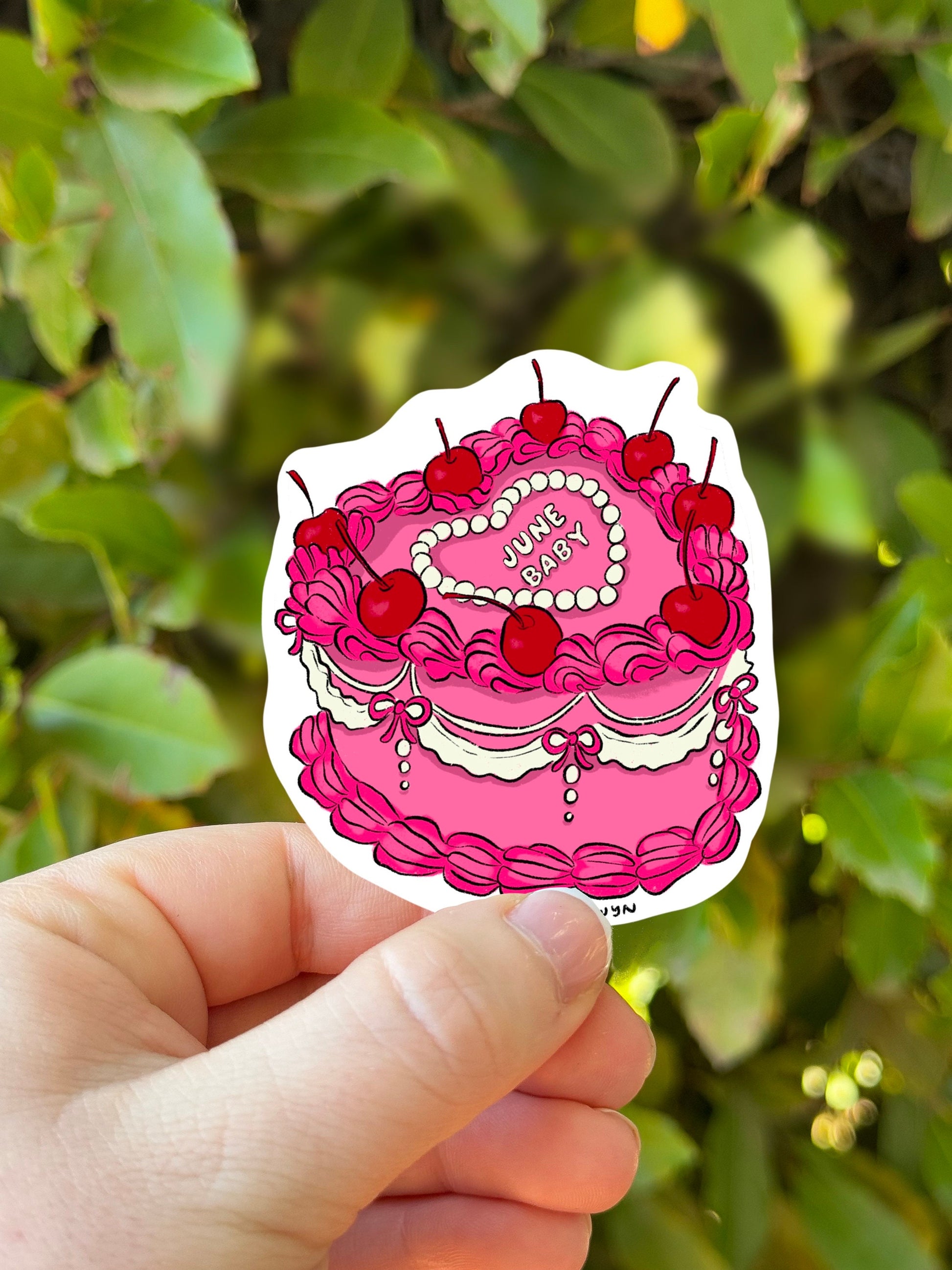 June Baby Cake Stickers | Fancy Cake Stickers | Waterproof Stickers | Vinyl Stickers | Laptop Stickers | Stickers| Birthday Cake Sticker