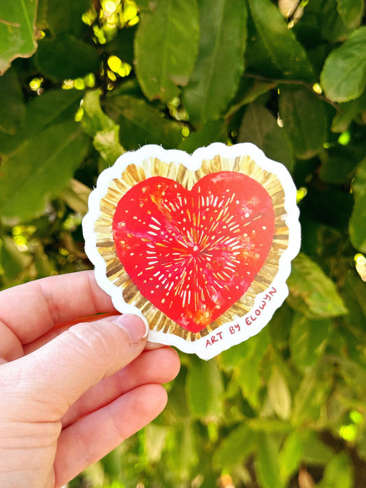 Christmas Red Heart Sticker | Holiday Day Sticker | Sacred Heart Sticker | Waterproof Sticker | Stickers for Hydroflask