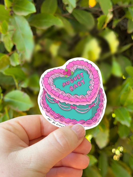 August Baby Cake Stickers | Fancy Cake Stickers | Waterproof Stickers | Vinyl Stickers | Laptop Stickers | Stickers| Birthday Cake Sticker