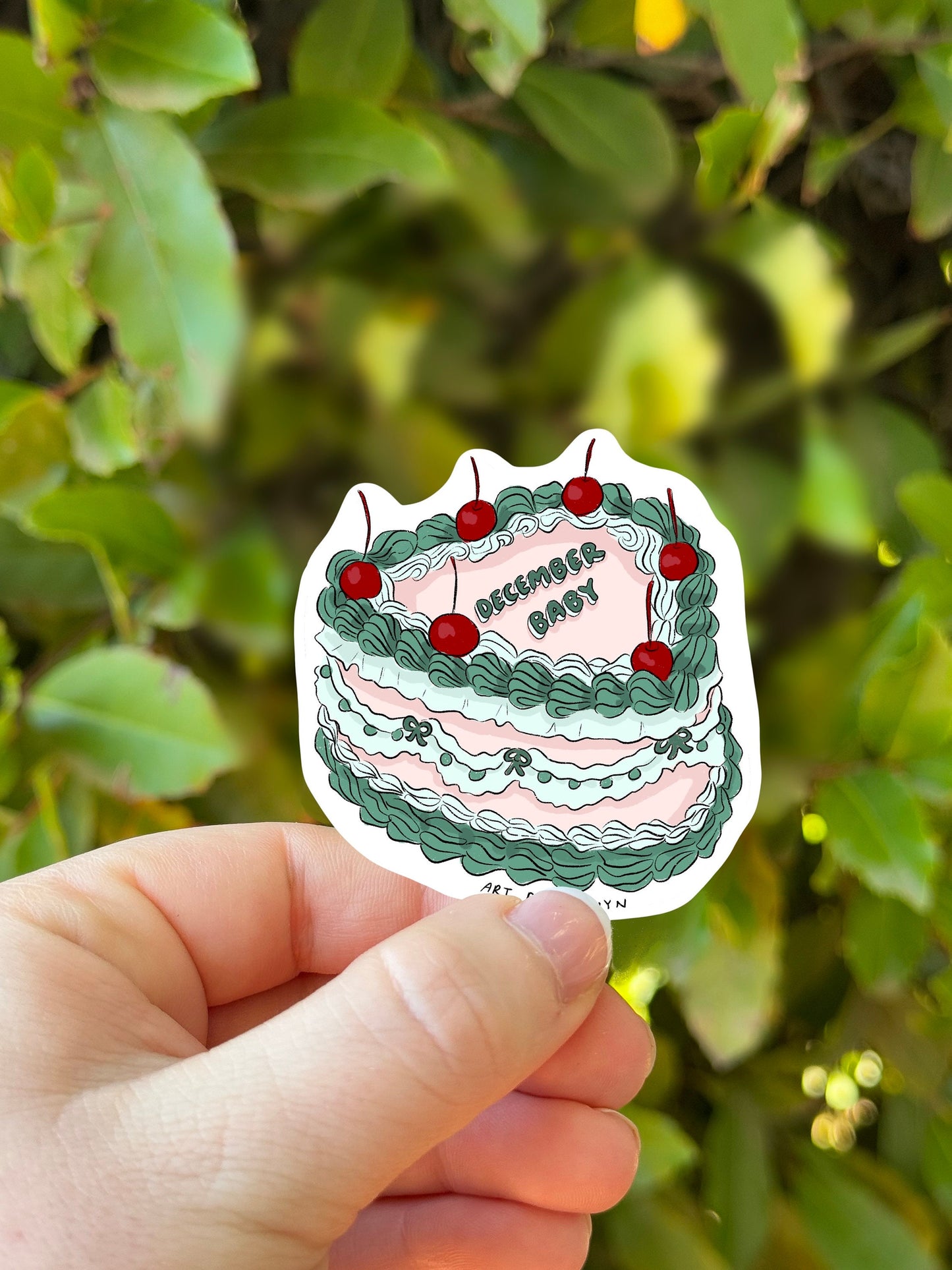 December Baby Cake Stickers | Fancy Cake Stickers | Waterproof Stickers | Vinyl Stickers | Laptop Stickers | Stickers| Birthday Cake Sticker