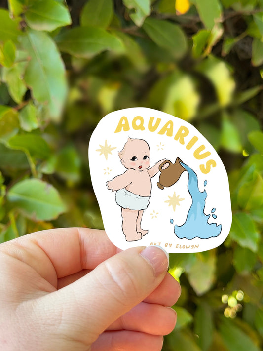 Aquarius Cupid Baby Sticker | Waterproof Sticker | Laptop Stickers | Stickers for Hydroflask | Kewpie Sticker | Astrology Zodiac Stickers