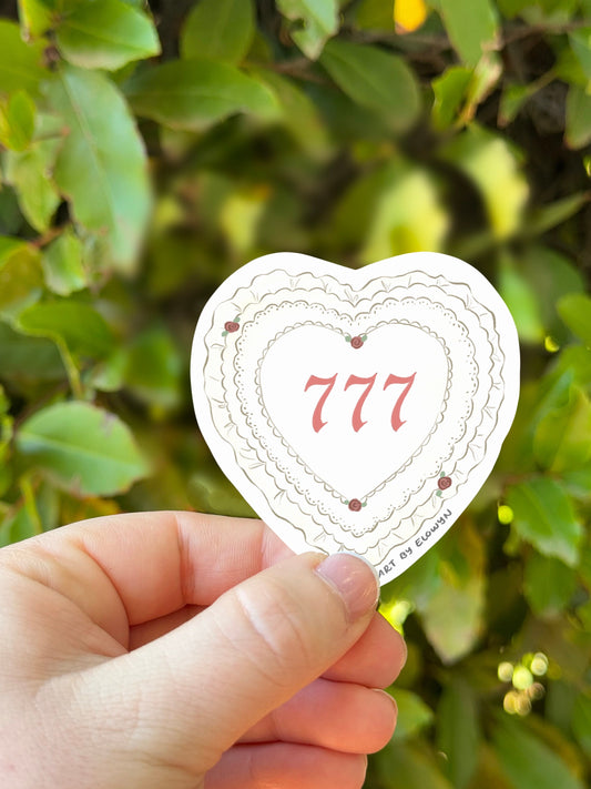 Angel Numbers 777 Sticker | Aura Heart Sticker | Coquette Aesthetic Sticker | Kindle Stickers | Waterproof Stickers | Stickers