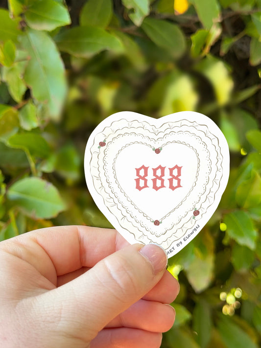 Angel Numbers 888 Sticker | Aura Heart Sticker | Coquette Aesthetic Sticker | Kindle Stickers | Waterproof Stickers | Stickers