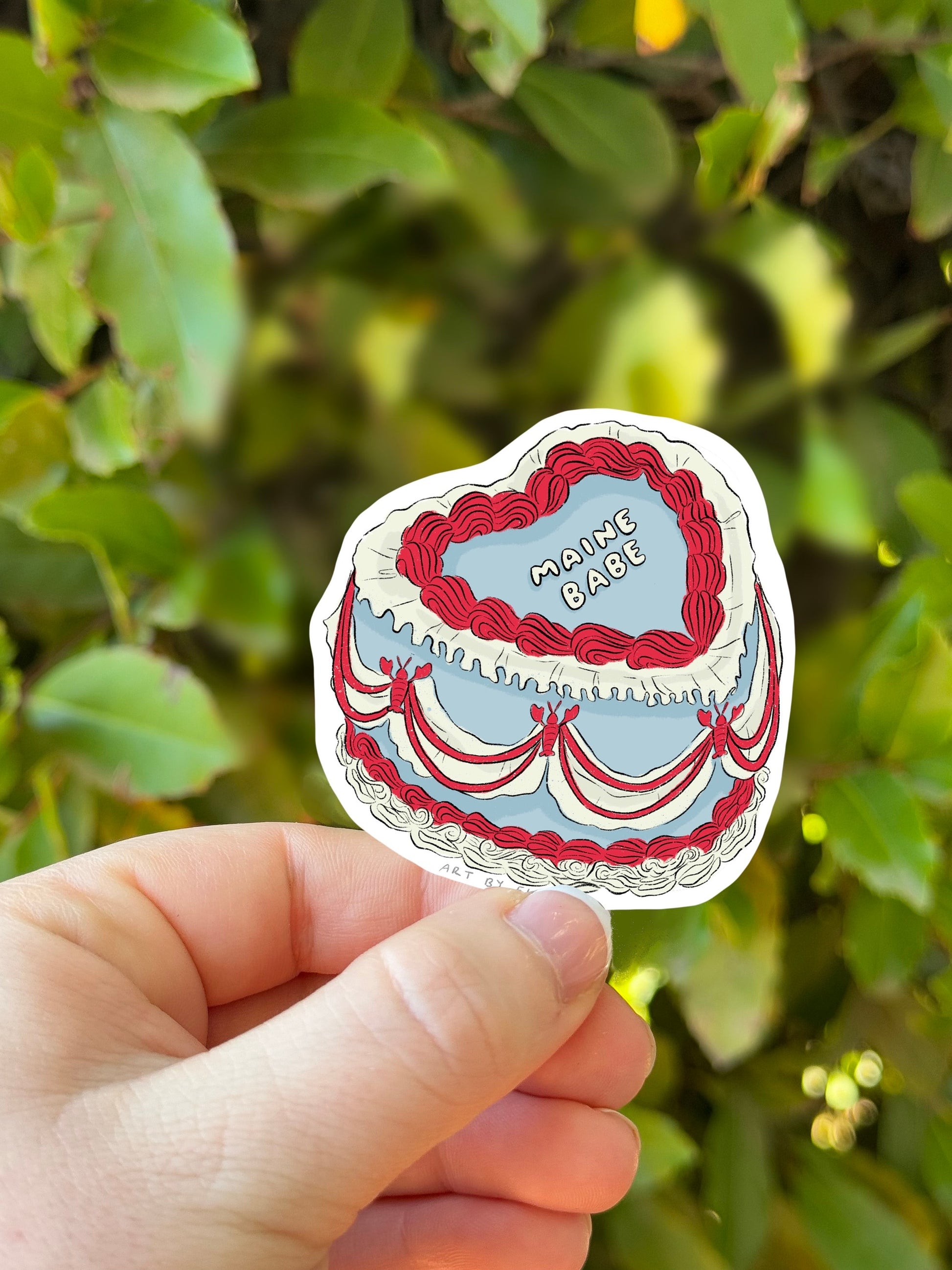 Maine Babe Cake Stickers | Fancy Cake Stickers | Waterproof Stickers | Vinyl Stickers | Laptop Stickers | Stickers| State Cake Sticker