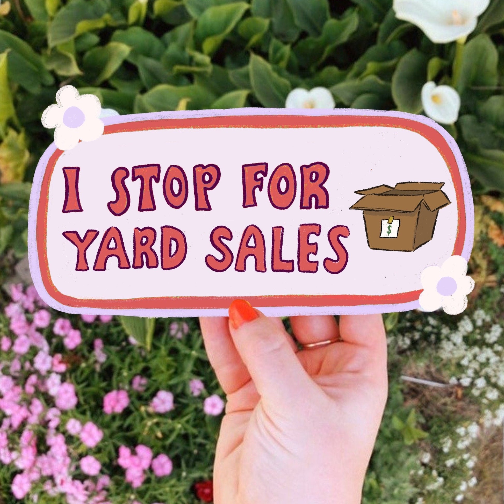 I Stop For Yard Sales Bumper Sticker | Thrifting Sticker | Stickers for Car | Bumper Stickers | Waterproof Stickers | Stickers