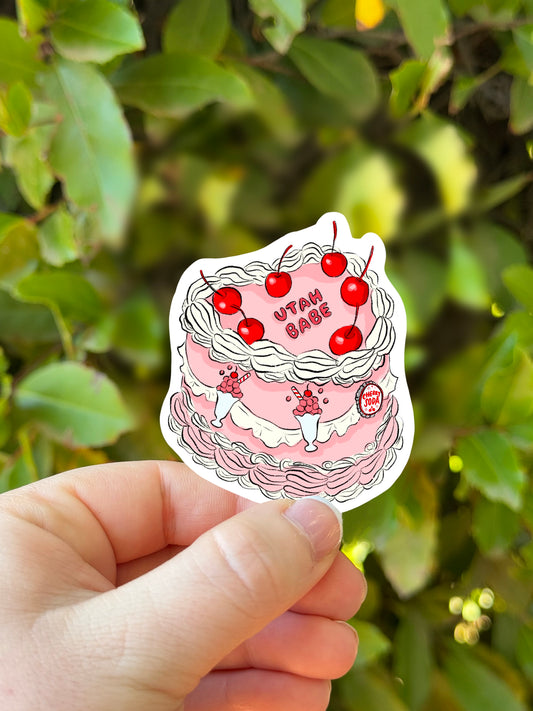 Utah Babe Cake Stickers | Fancy Cake Stickers | Waterproof Stickers | Vinyl Stickers | Laptop Stickers | Stickers| State Cake Sticker